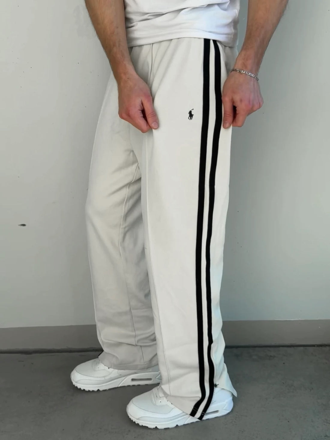 Pantalón Jogger Vintage Polo Ralph Lauren a Rayas Blanco – Oferta Limitada