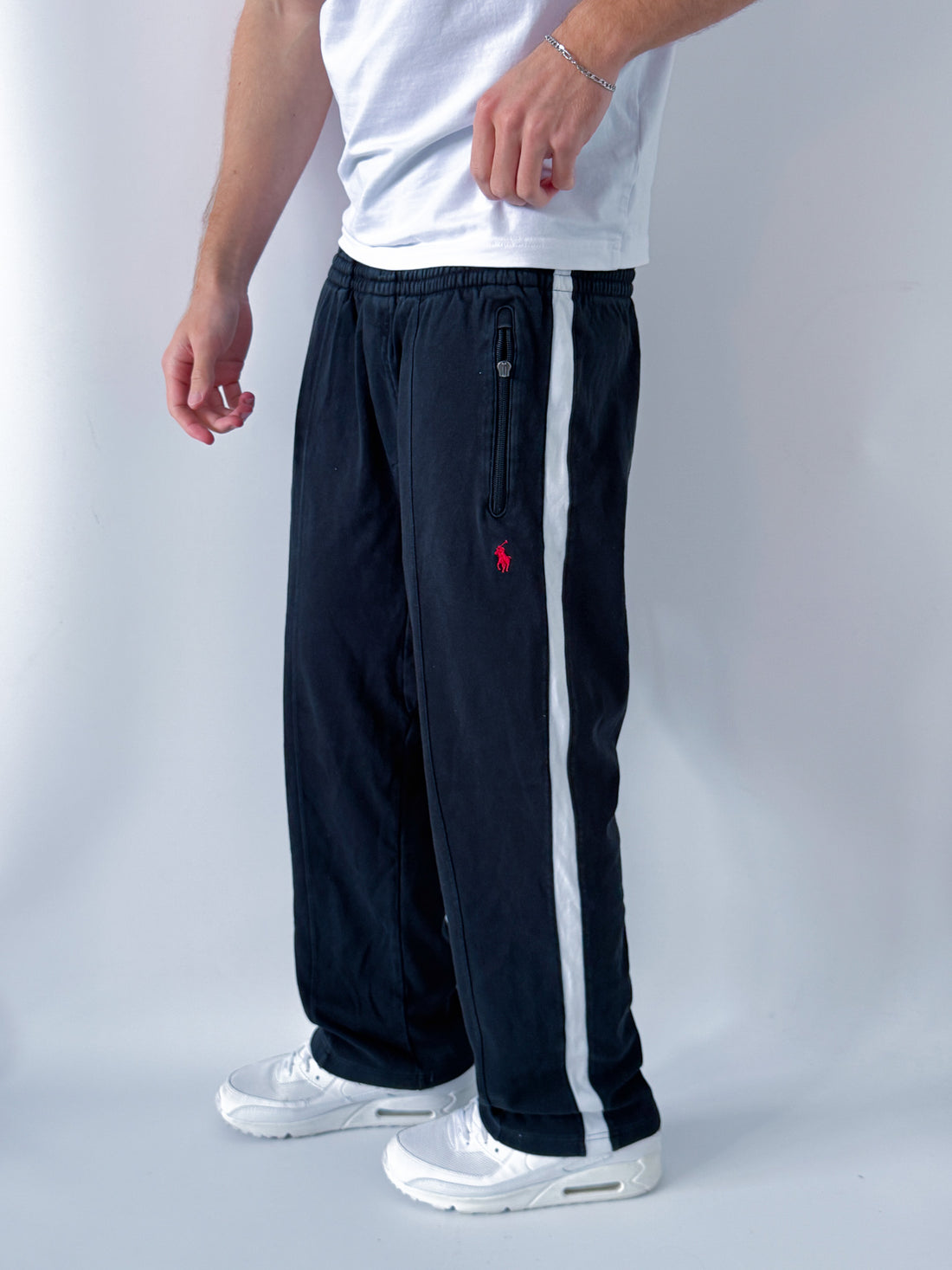 Pantalón Jogger Vintage Polo Ralph Lauren Negro a Rayas – Oferta Limitada