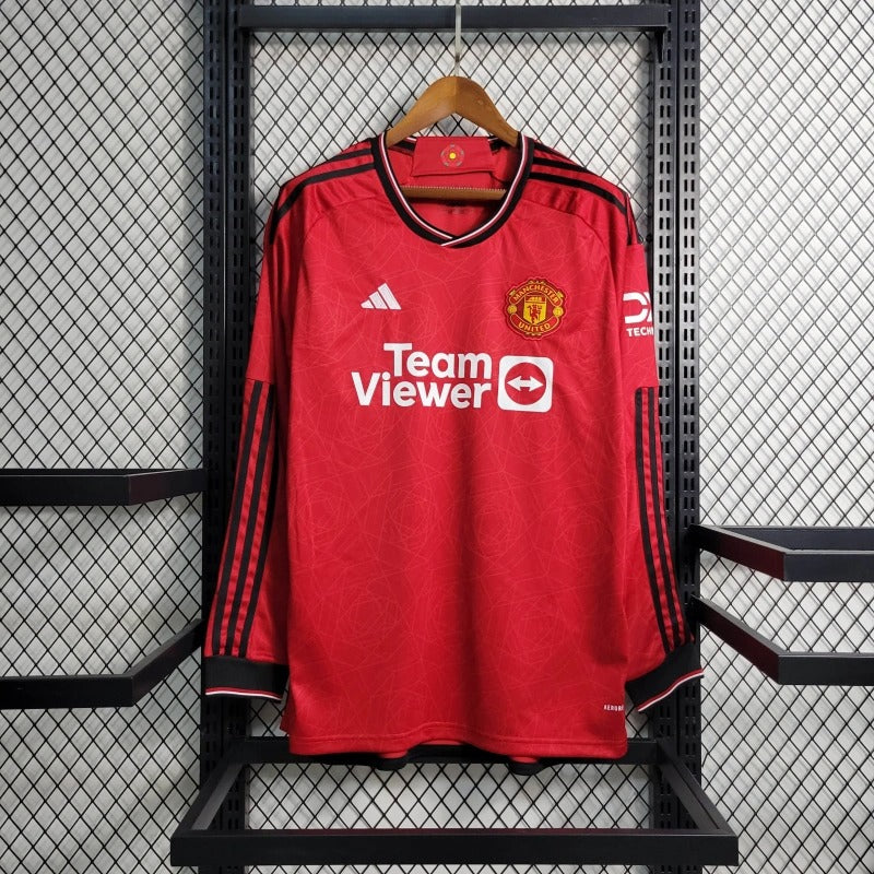 Camiseta Manchester United Manga Larga Local 2023/24 Versión Fan