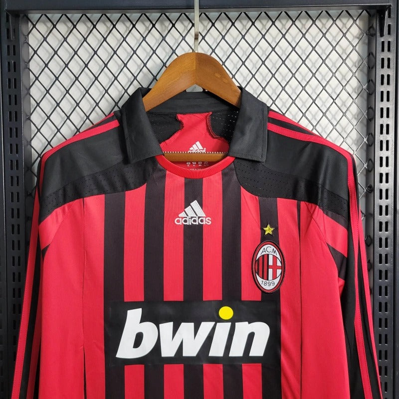 Camiseta AC Milan Manga Larga Local Retro 2007/08 Versión Fan